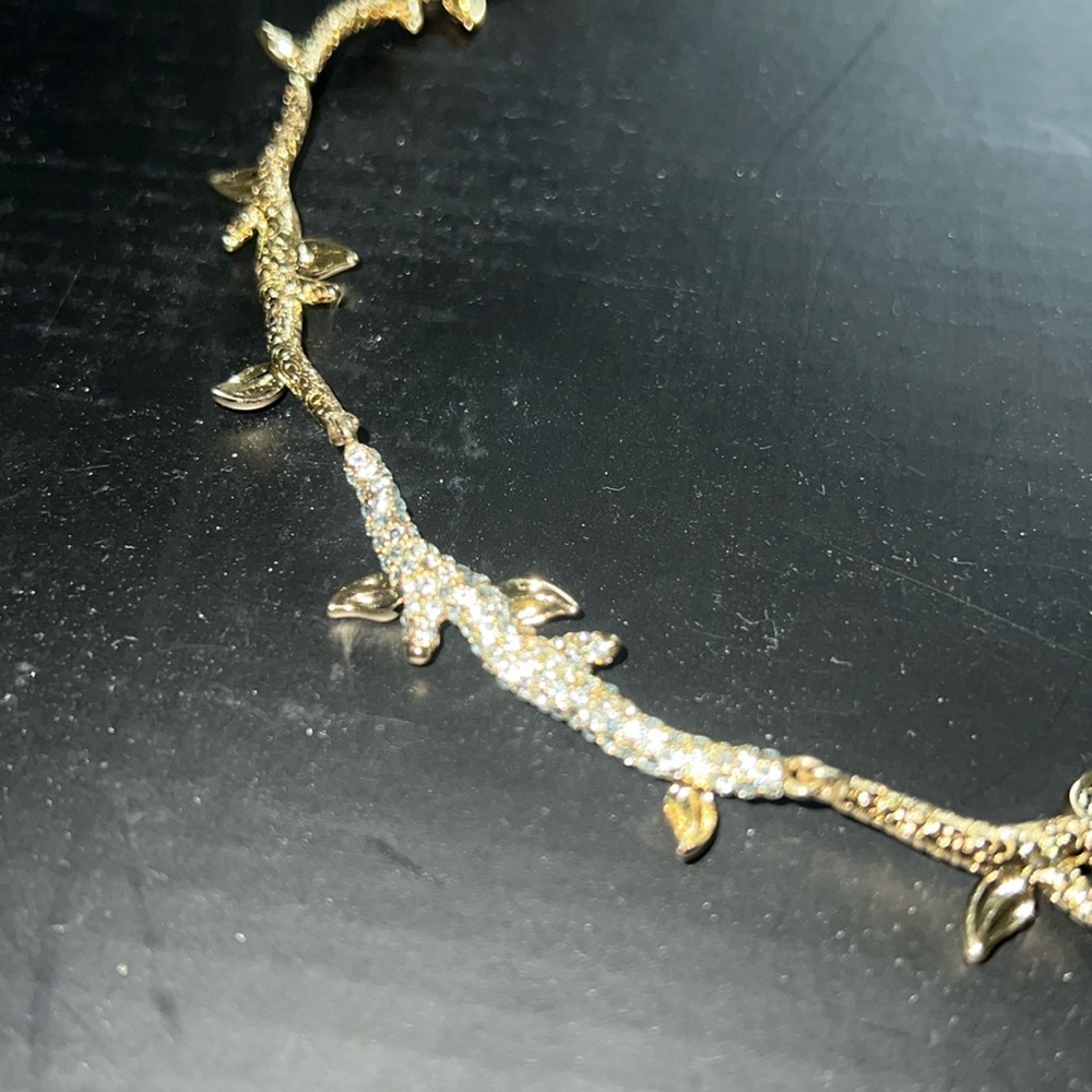 New Coach gold Swarovski diamond bling vine dainty statement collar necklace - Picture 2 of 2